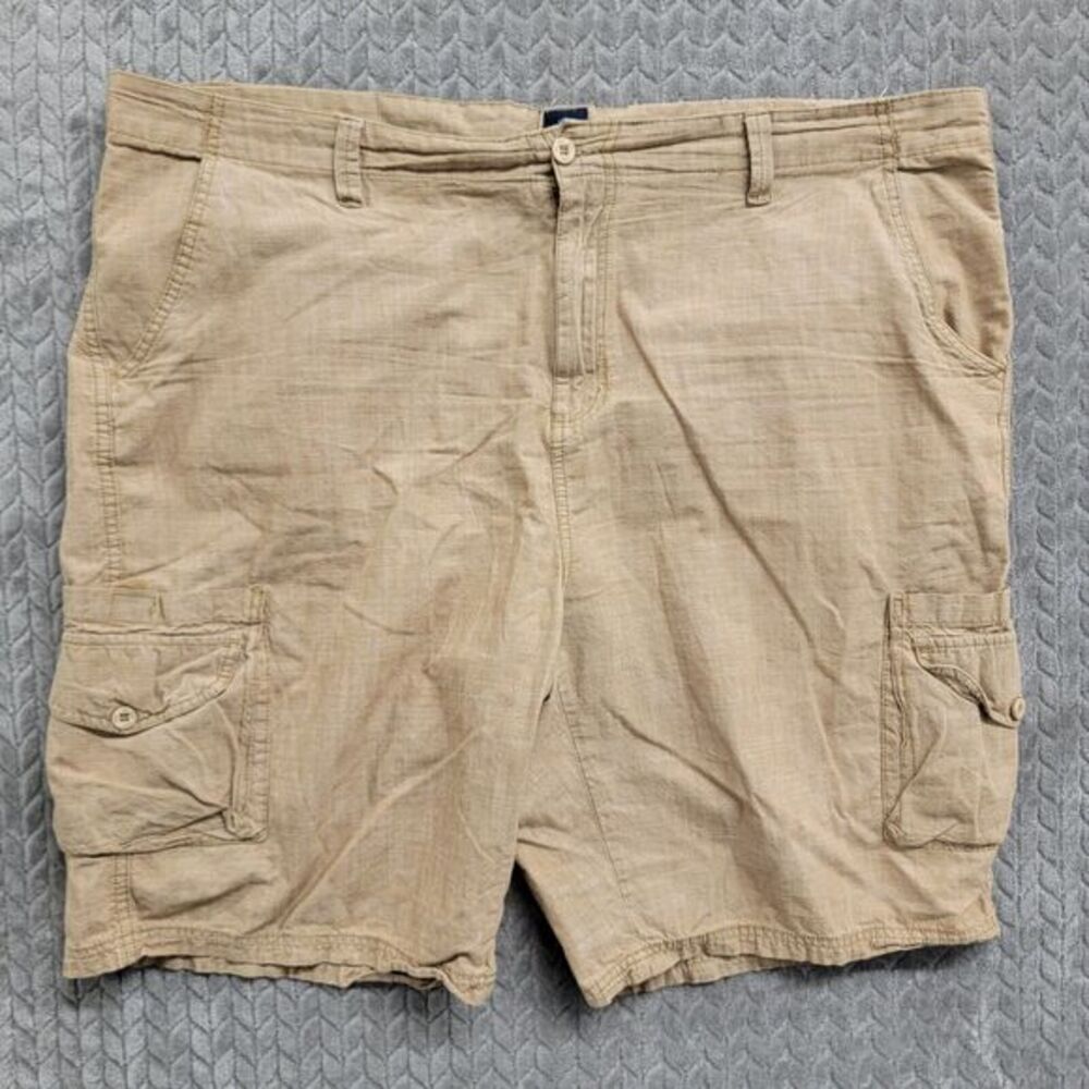 Nat Nast Mens Beige‎ Cotton Casual Zip Flat Front Cargo Shorts Mid Rise Size 46
